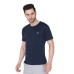 Men Solid Round Neck Polyester Blue T-Shirt