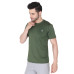 Men Solid Round Neck Polyester Dark Green T-Shirt