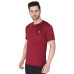 Men Solid Round Neck Polyester Maroon T-Shirt