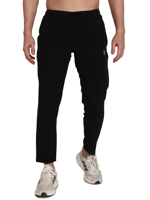 Men Solid Black Track Pants